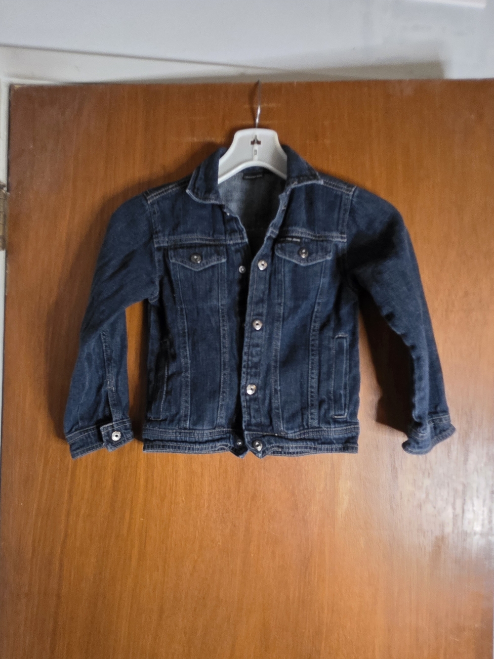 Calvin Klein Jeans Kids Dark Wash Denim Jacket Size 5 Button Front Cotton